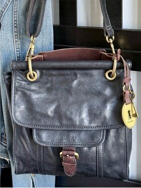 Fossil Long Live Vintage 1954 Convertible Leather Dowel Bag